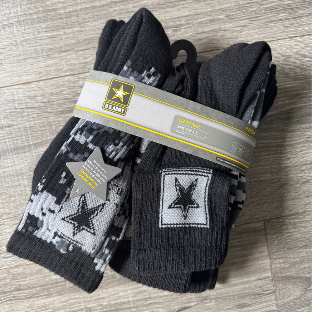 U.S. Army Black and Gray Crew Socks - Pack of 6